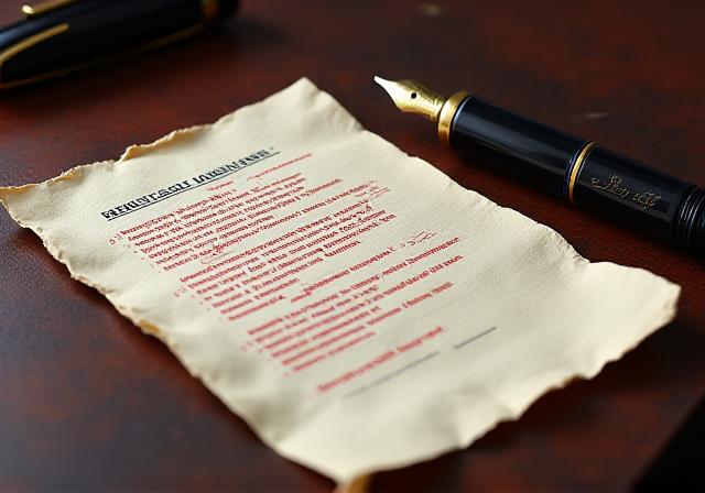 A discarded contract template on a rustic desk